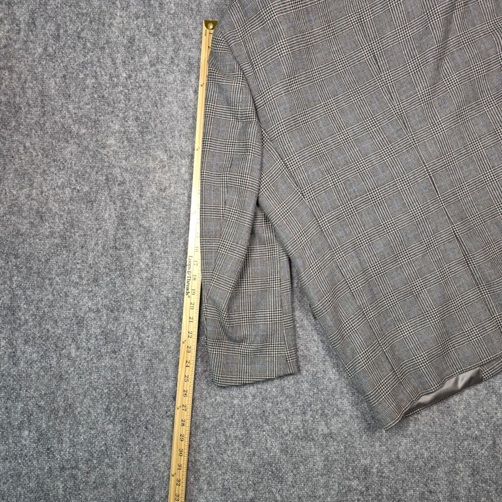 Vtg Hart Schaffner Marx Blazer Men 44R Wool Grey Glen Plaid Houndstooth Coat - Picture 16 of 16